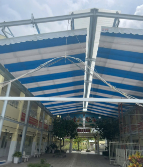 Thi công mái bạt trường mầm non nhà bè tphcm
